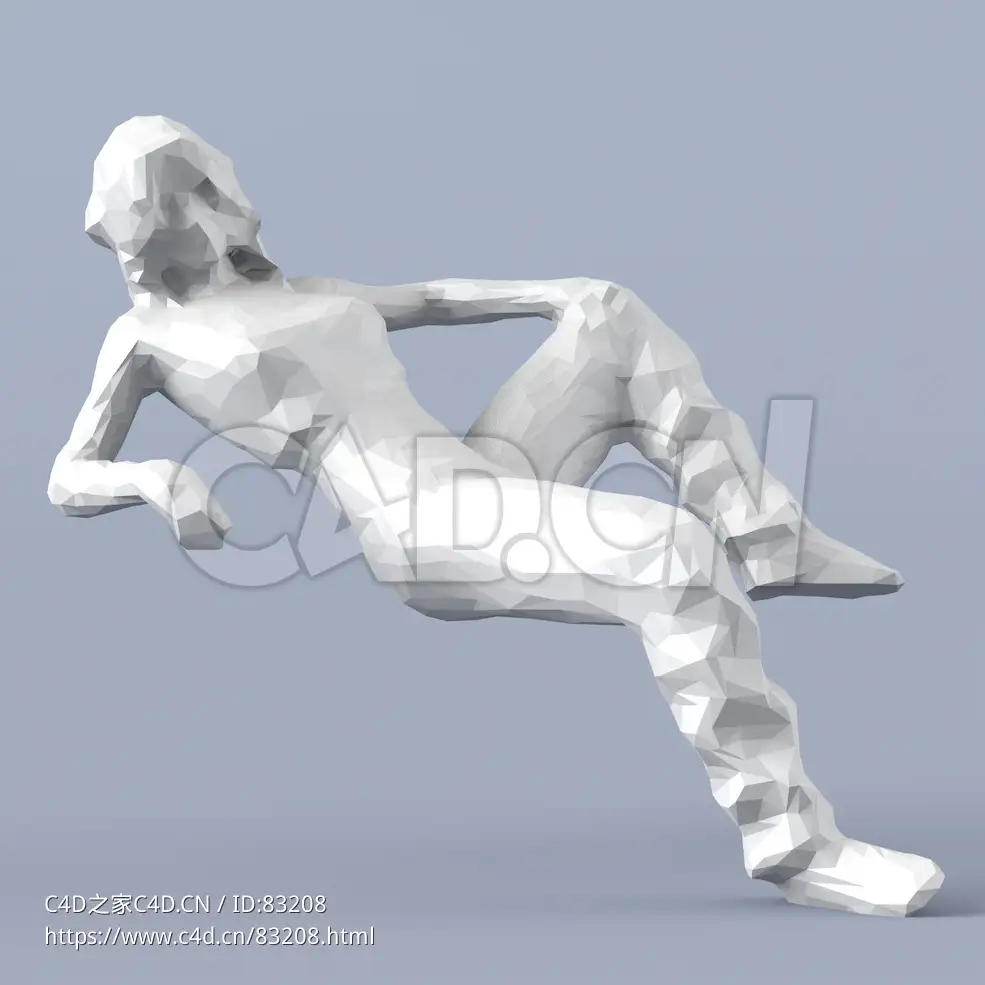 低面多边形卡通人物半躺的女人模型 - C4D之家 - 027.jpg