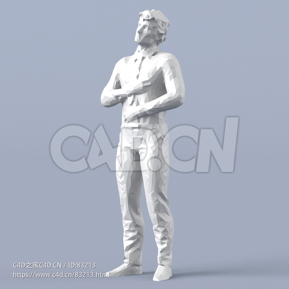 低面多边形卡通人物站着的男性模型 - C4D之家 - 032.jpg