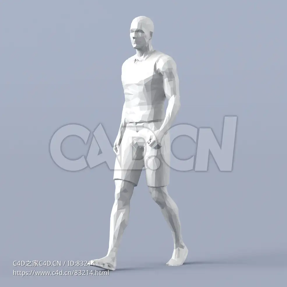 低面多边形卡通人物走路的男人模型 - C4D之家 - 033.jpg