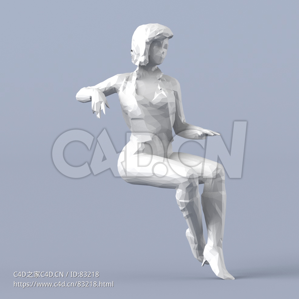 低面多边形卡通人物坐着的女性模型 - C4D之家 - 037.jpg