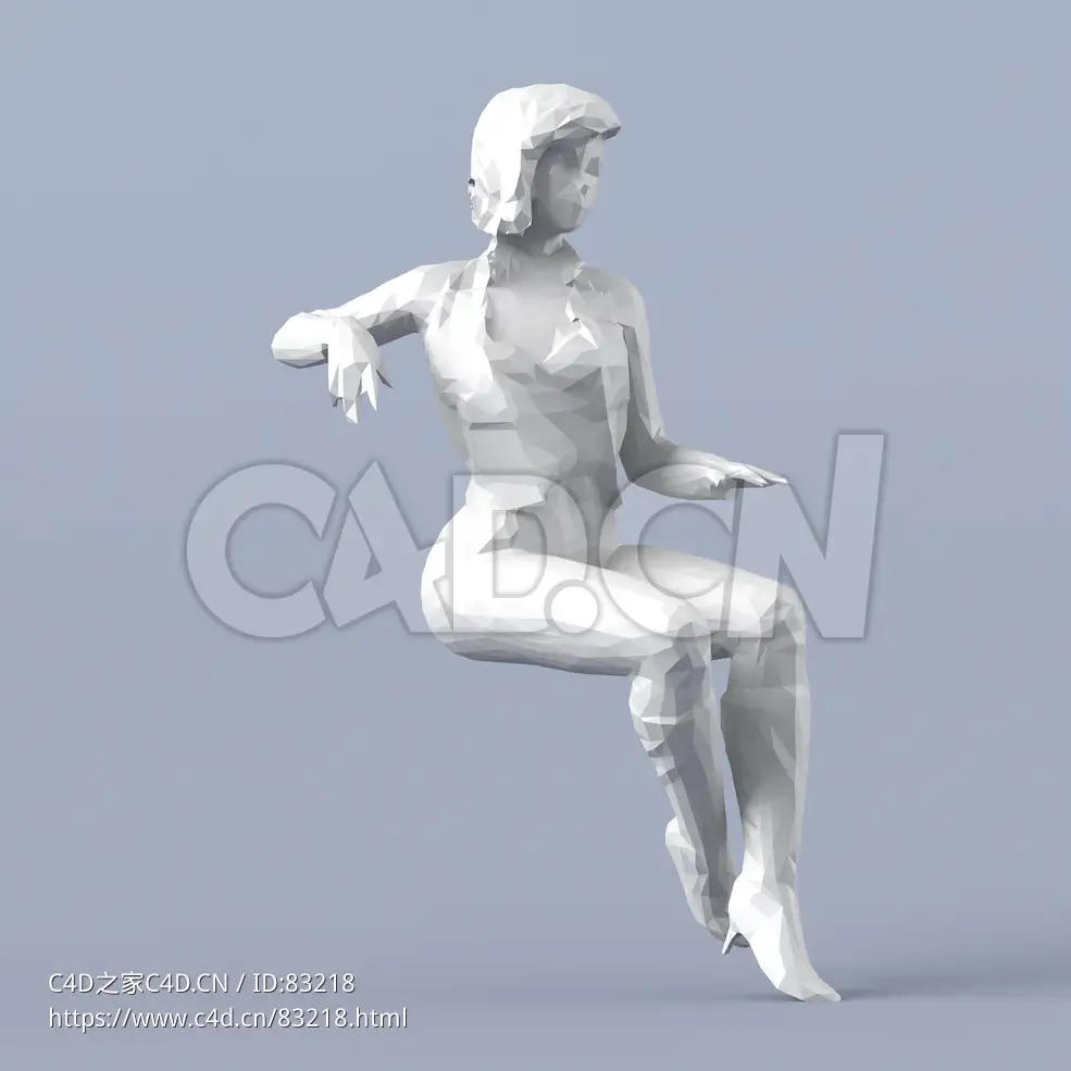 低面多边形卡通人物坐着的女性模型 - C4D之家 - 037.jpg