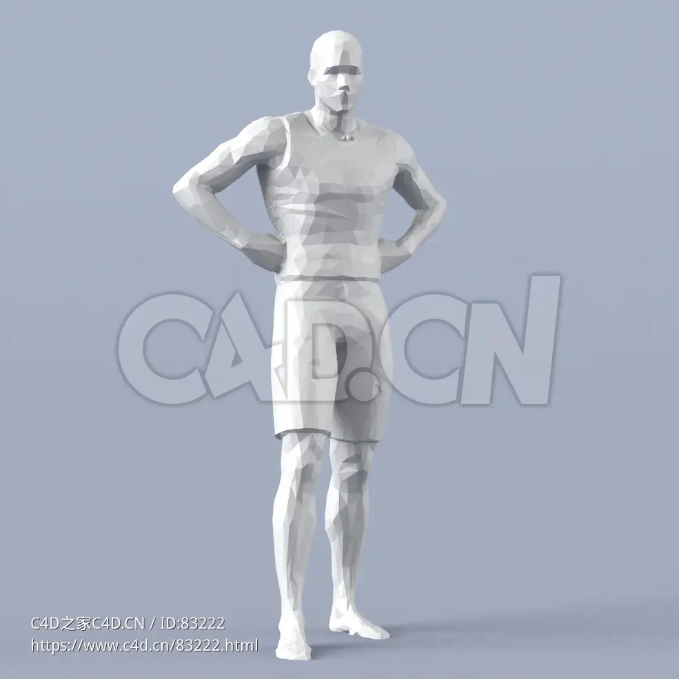 低面多边形卡通人物双手叉腰的男人模型 - C4D之家 - 041.jpg