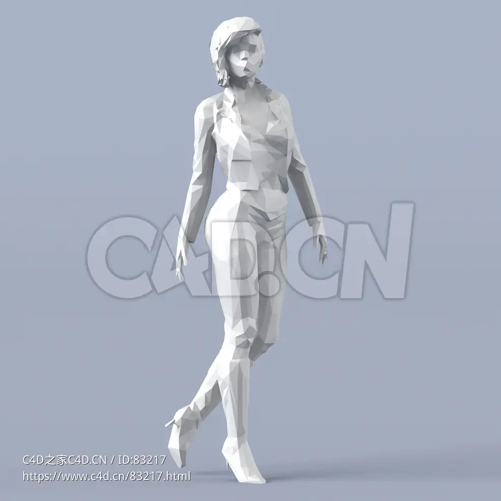 低面多边形卡通人物走路的女性模型 - C4D之家 - 036.jpg