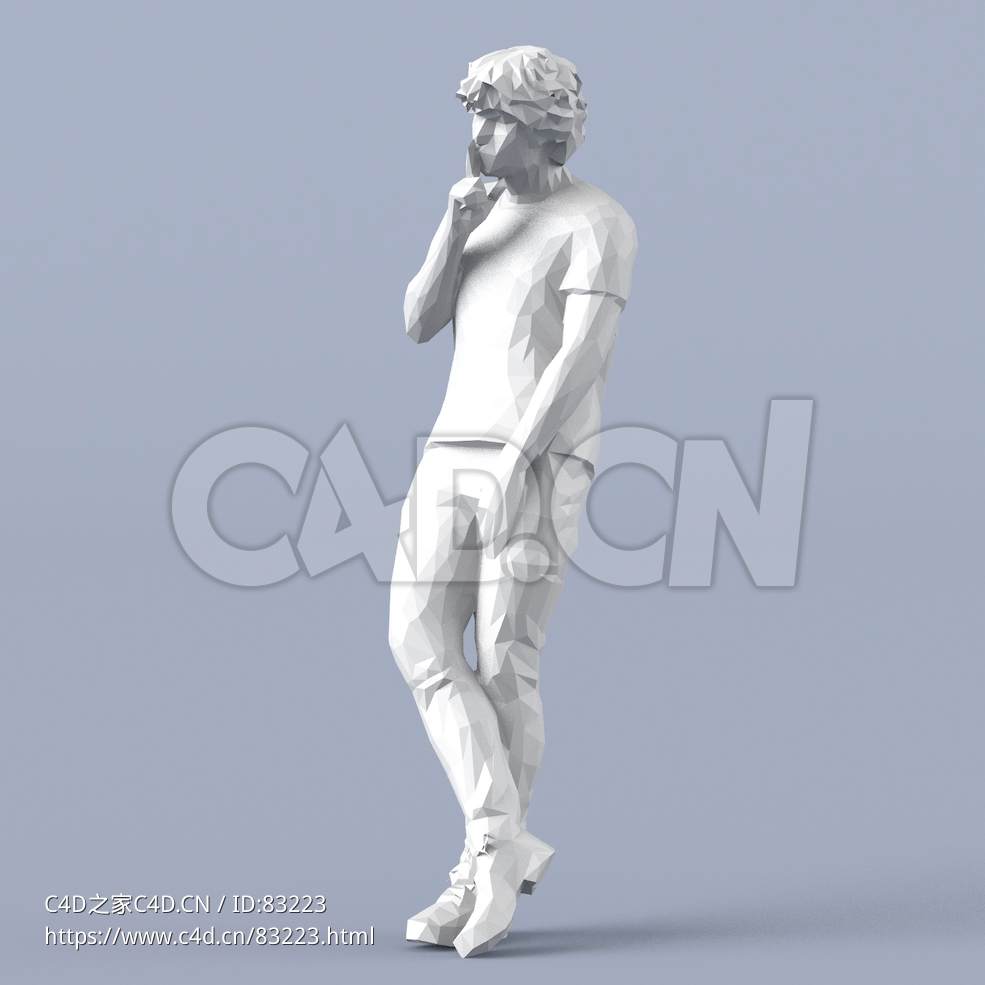 低面多边形卡通人物站着手指挡嘴的男孩模型 - C4D之家 - 042.jpg