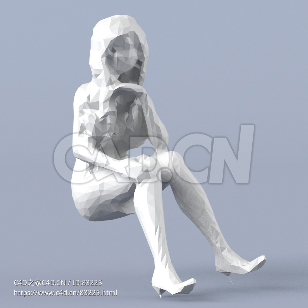 低面多边形卡通人物坐着的女人模型 - C4D之家 - 044.jpg