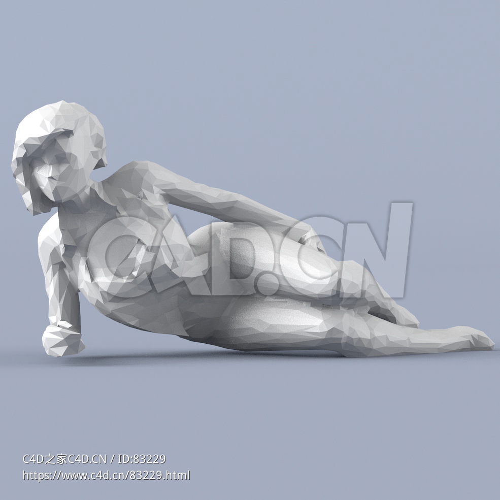 低面多边形卡通人物侧躺的女人模型 - C4D之家 - 048.jpg