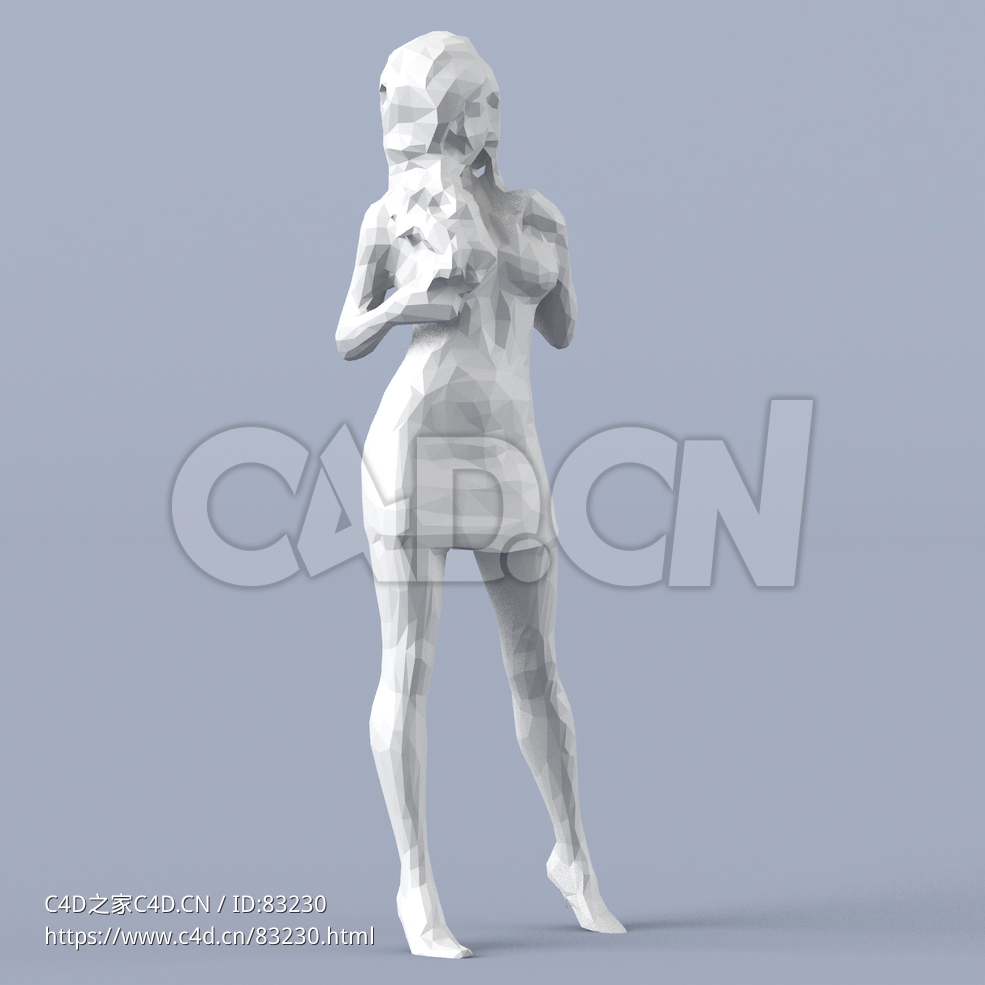 低面多边形卡通人物站立的女性模型 - C4D之家 - 049.jpg