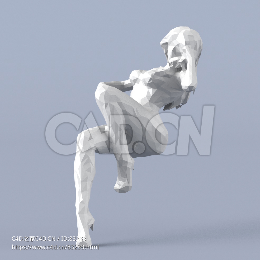 低面多边形卡通人物半躺着的女人模型 - C4D之家 - 052.jpg