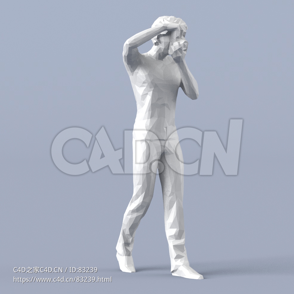 低面多边形卡通人物站着拍照片的男人模型 - C4D之家 - 058.jpg