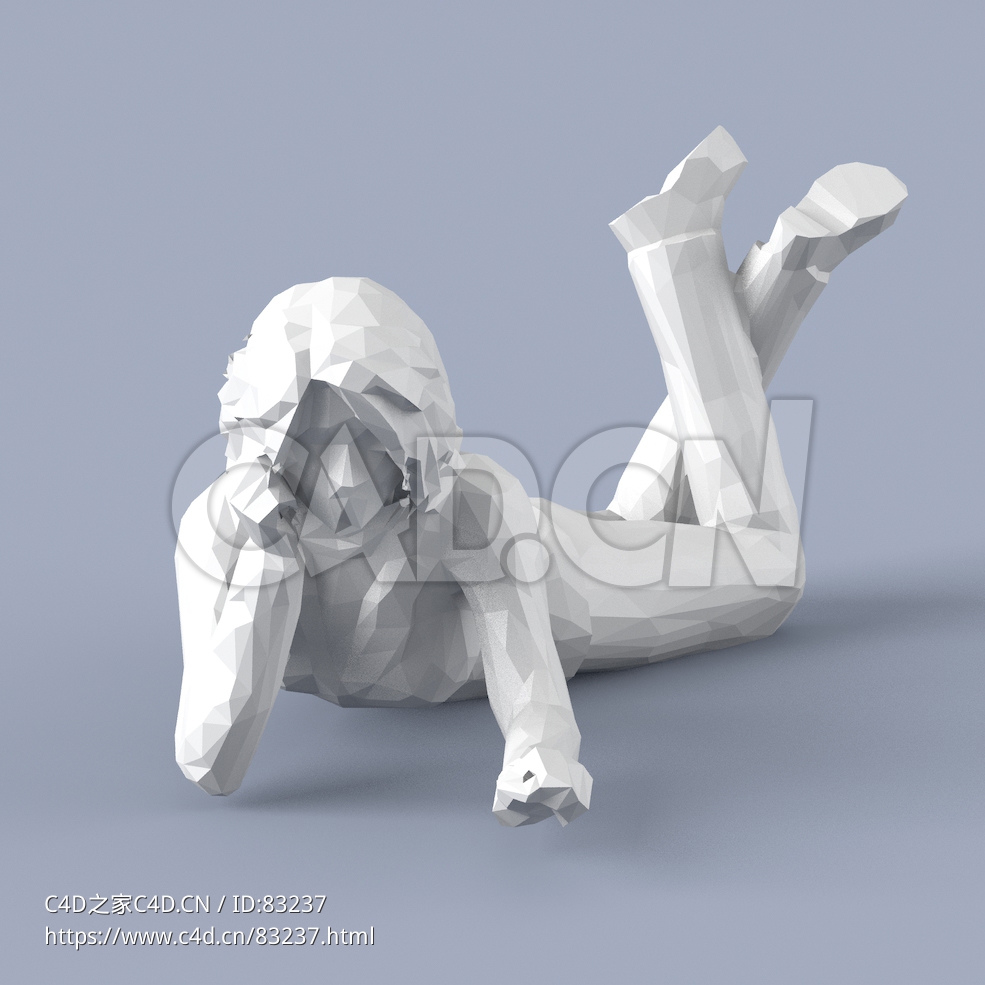 低面多边形卡通人物爬着的男生模型 - C4D之家 - 056.jpg