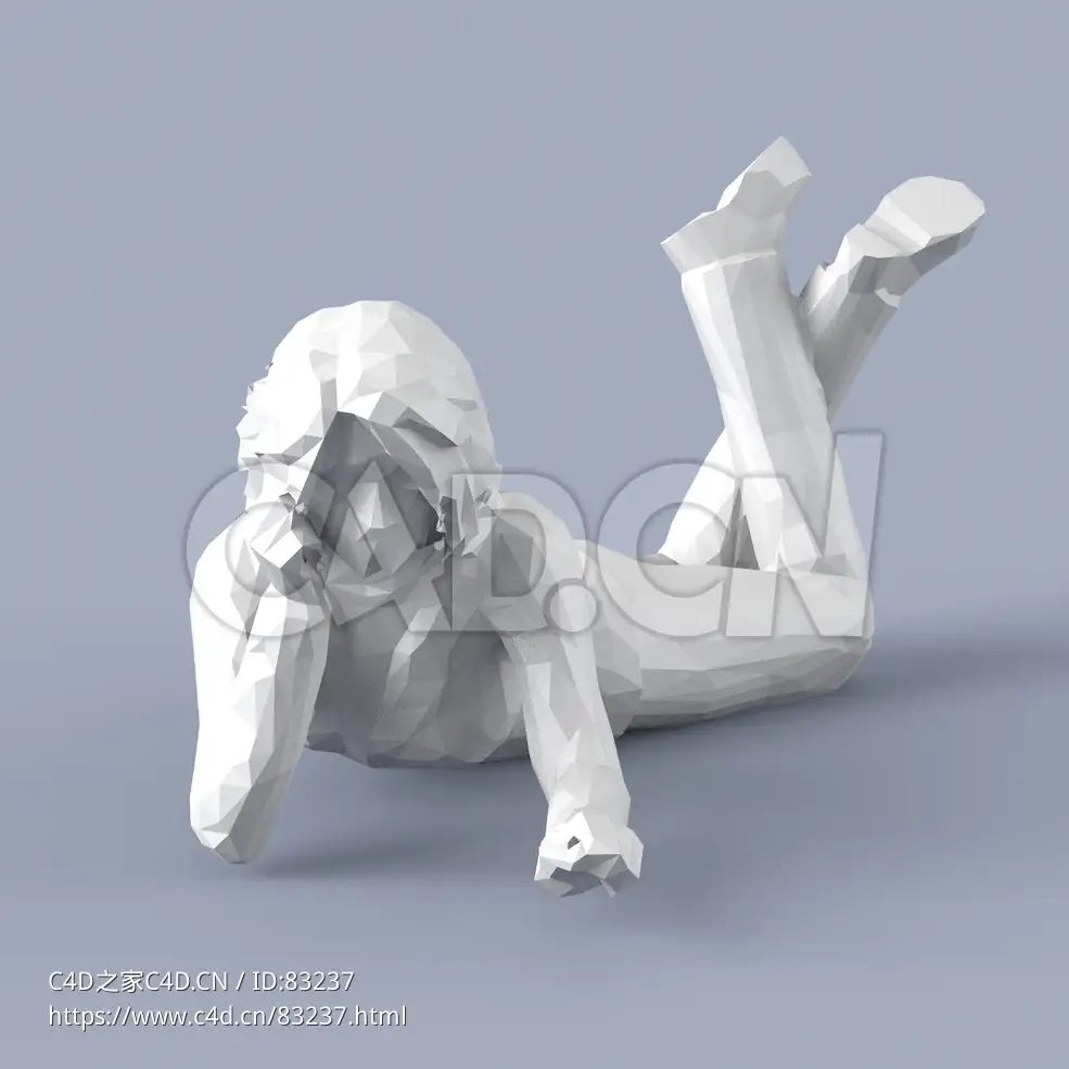 低面多边形卡通人物爬着的男生模型 - C4D之家 - 056.jpg