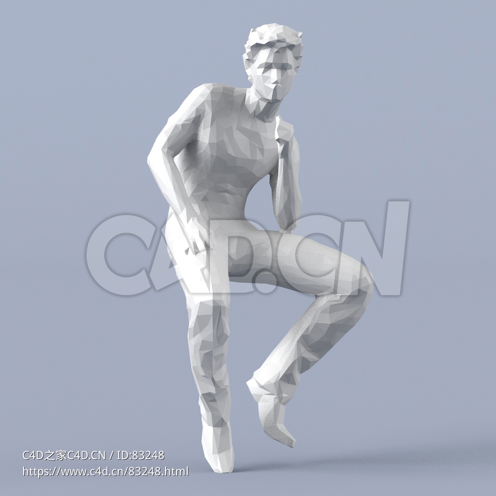 低面多边形卡通人物坐着聊天的男人模型 - C4D之家 - 067.jpg