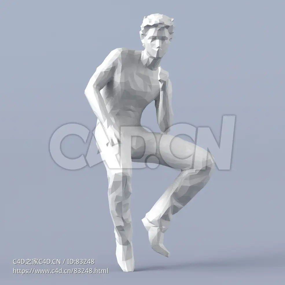 低面多边形卡通人物坐着聊天的男人模型 - C4D之家 - 067.jpg