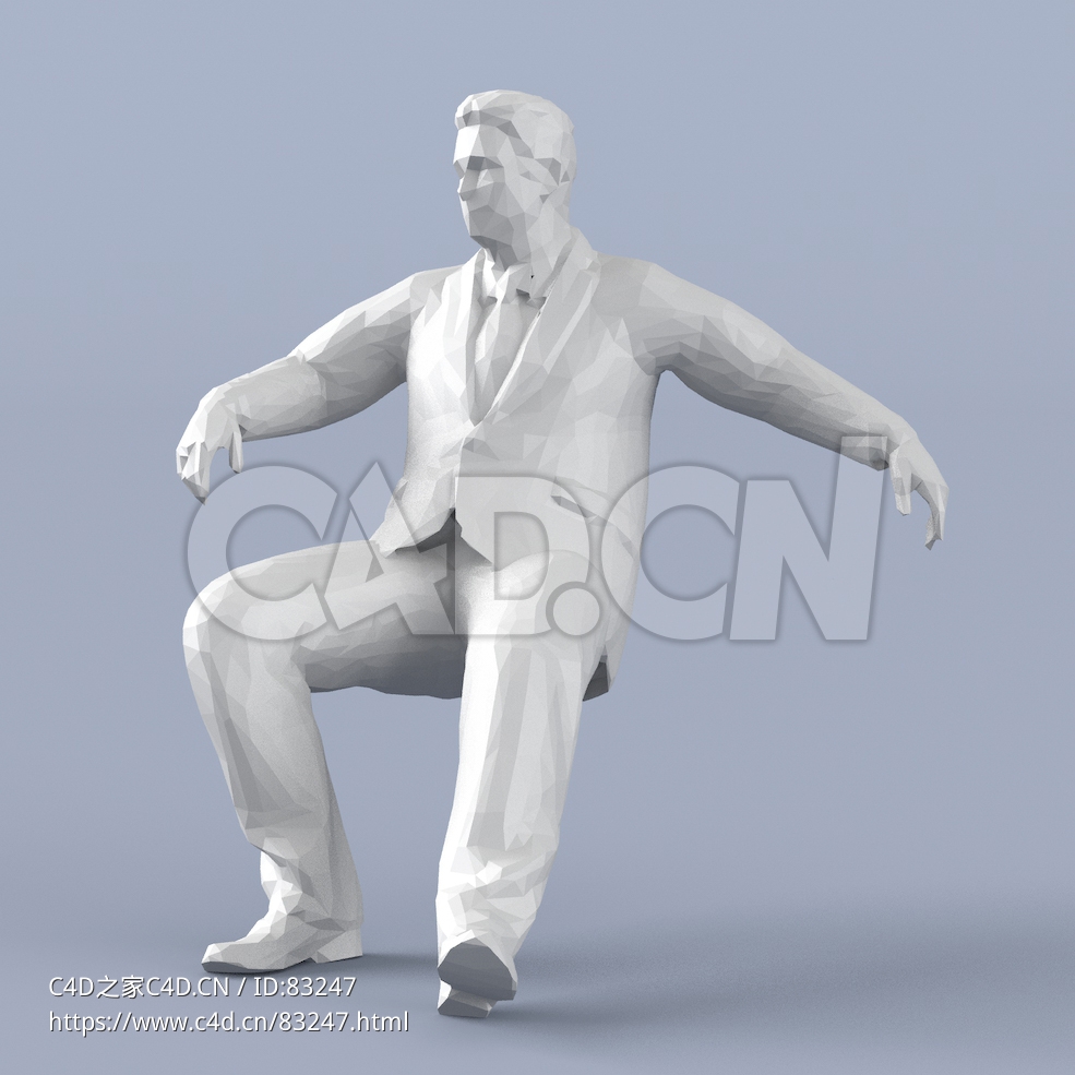 低面多边形卡通人物坐靠着的西装男性模型 - C4D之家 - 066.jpg