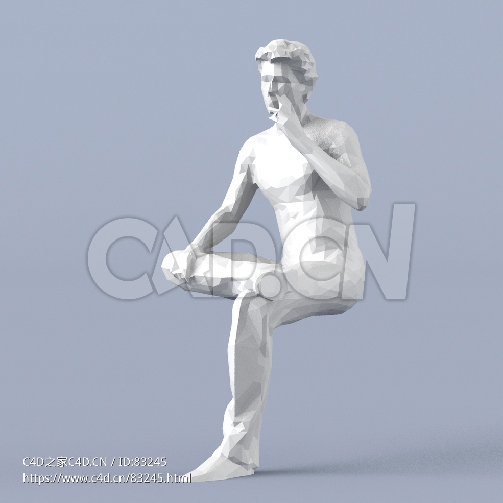 低面多边形卡通人物坐着翘二郎腿的男人模型 - C4D之家 - 064.jpg