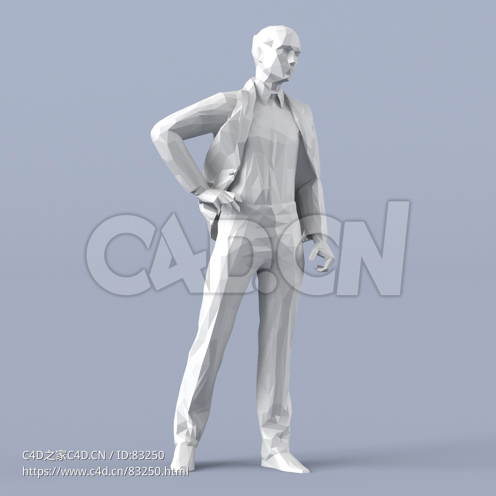 低面多边形卡通人物叉腰交流的男人模型 - C4D之家 - 069.jpg