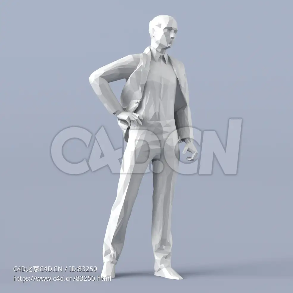 低面多边形卡通人物叉腰交流的男人模型 - C4D之家 - 069.jpg