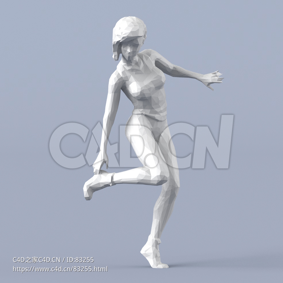 低面多边形卡通人物站着提鞋的女人模型 - C4D之家 - 074.jpg