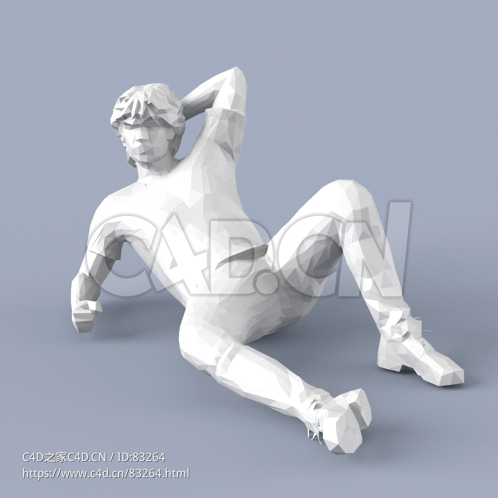 低面多边形卡通人物半躺的男孩模型 - C4D之家 - 083.jpg