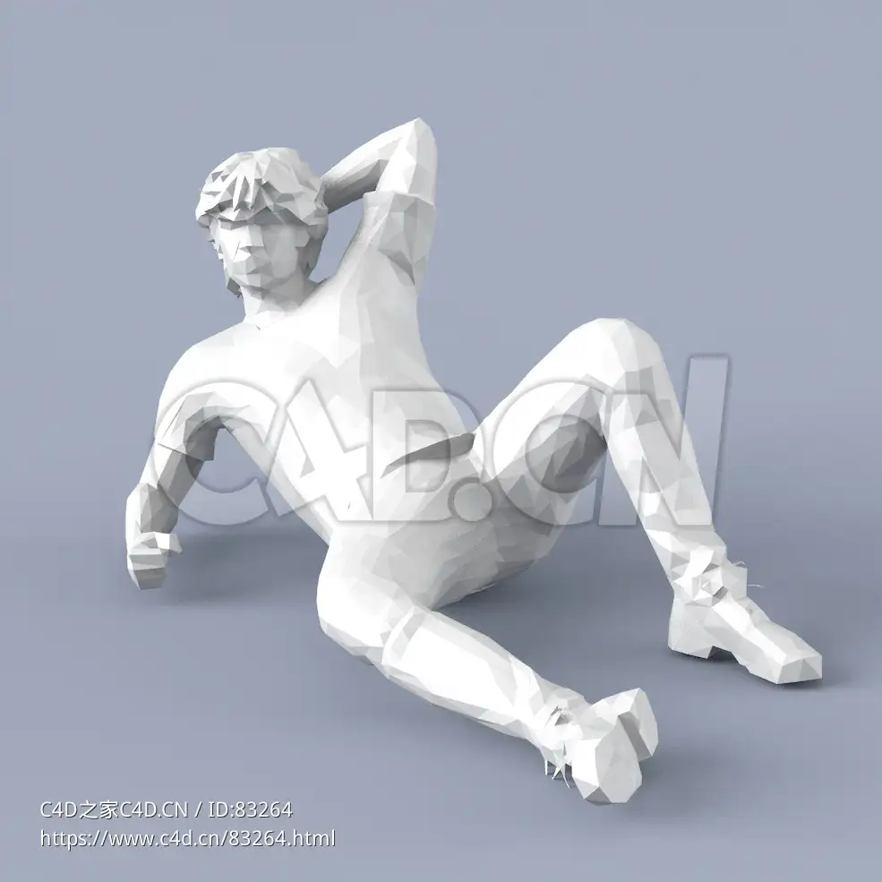 低面多边形卡通人物半躺的男孩模型 - C4D之家 - 083.jpg