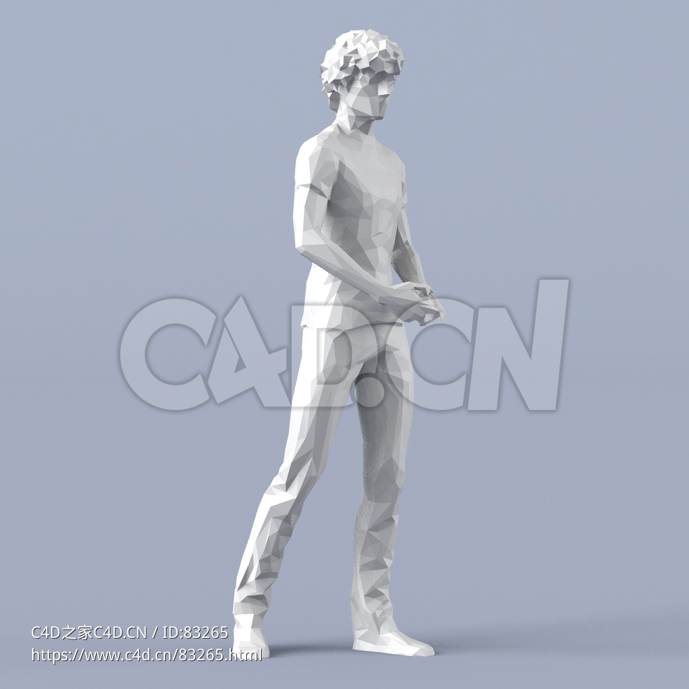 低面多边形卡通人物站着的男孩模型 - C4D之家 - 084.jpg
