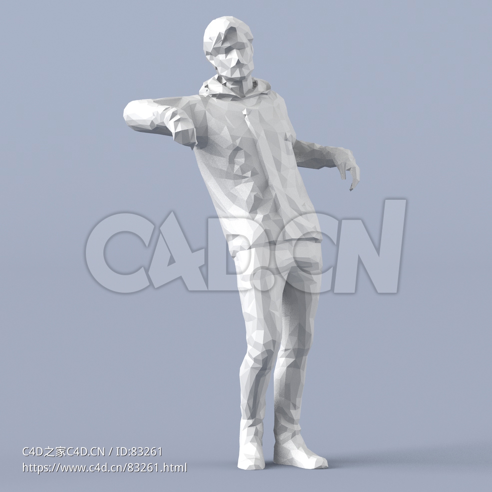 低面多边形卡通人物靠栏杆上站立的男人模型 - C4D之家 - 080.jpg