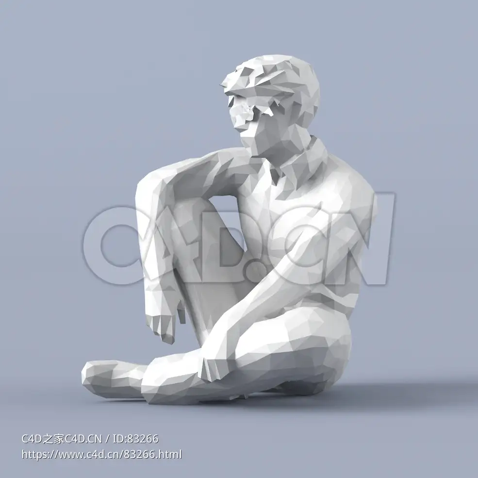 低面多边形卡通人物盘腿坐着的男人模型 - C4D之家 - 085.jpg
