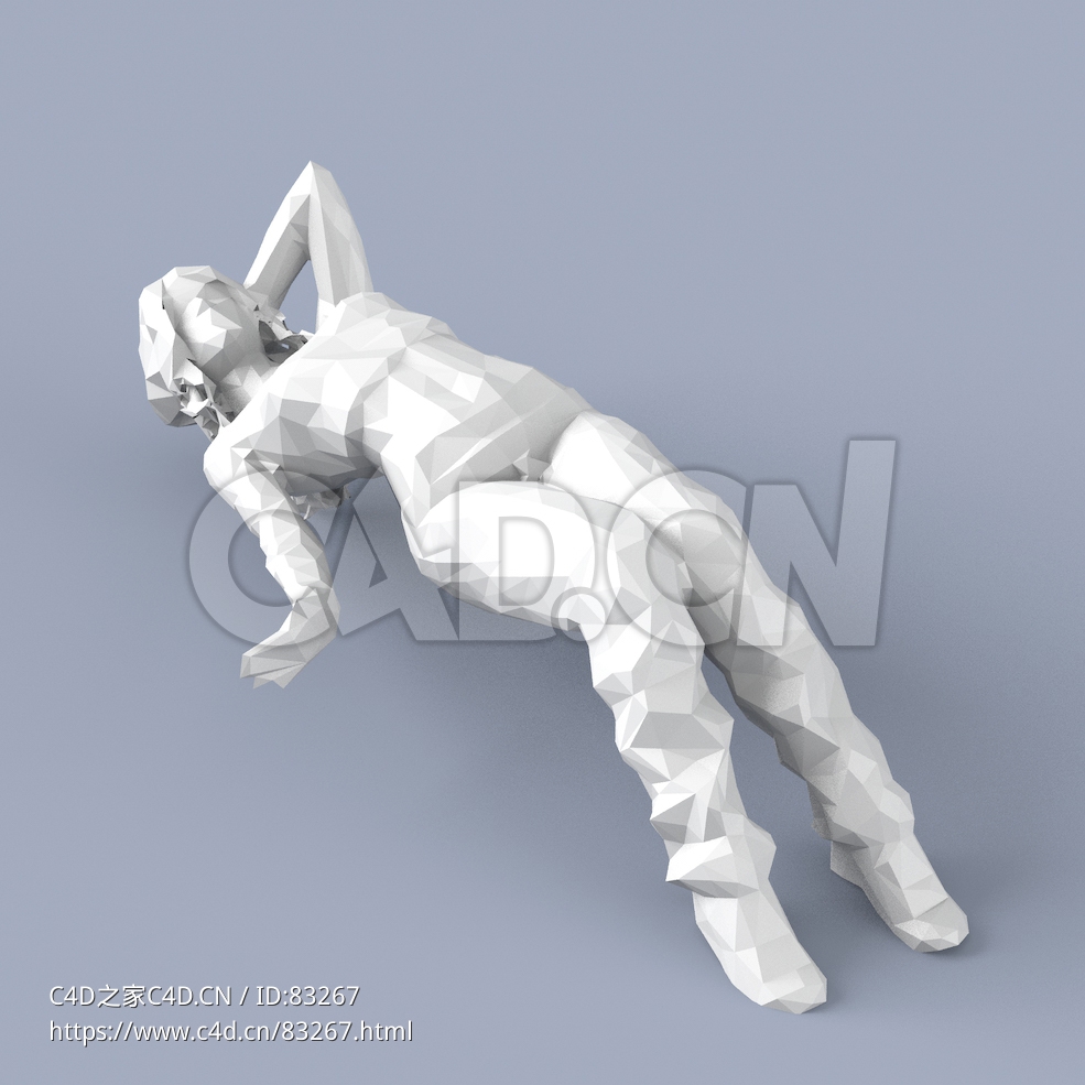 低面多边形卡通人物躺着的女人模型 - C4D之家 - 086.jpg