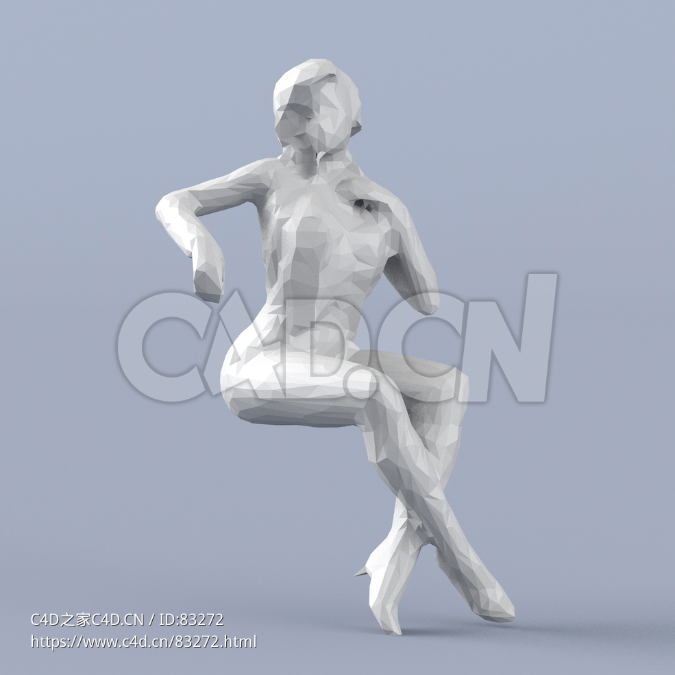 低面多边形卡通人物坐着的女孩模型 - C4D之家 - 091.jpg