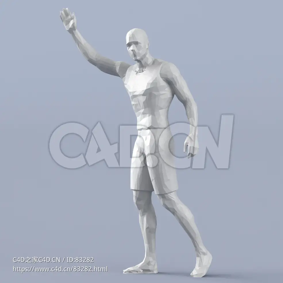 低面多边形卡通人物挥手的男人模型 - C4D之家 - 101.jpg