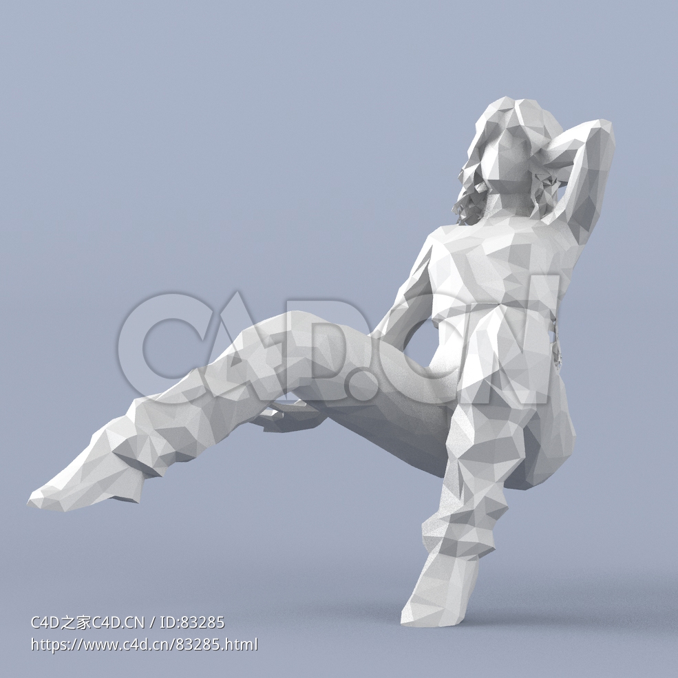 低面多边形卡通人物半躺的女人模型 - C4D之家 - 104.jpg
