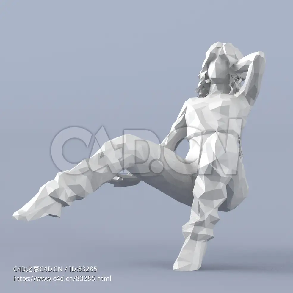 低面多边形卡通人物半躺的女人模型 - C4D之家 - 104.jpg