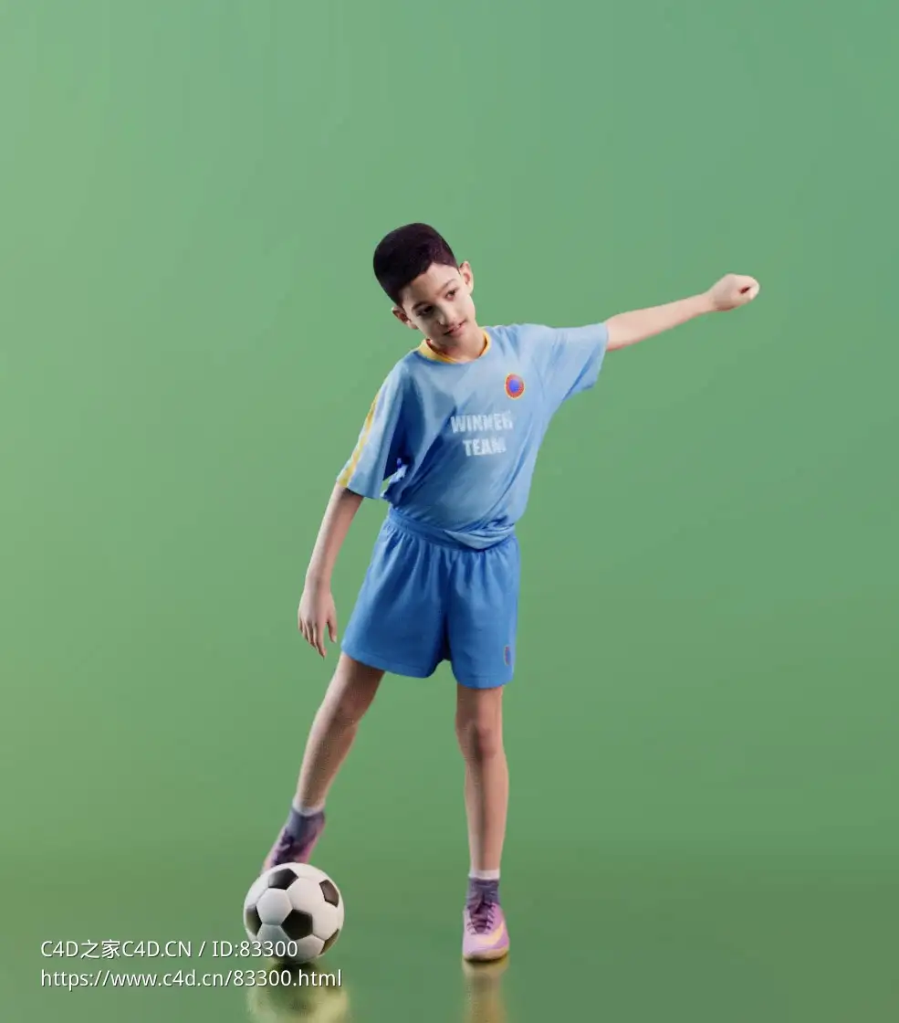 三维扫描写实人物踢足球的外国小男孩 - C4D之家 - 010.jpg