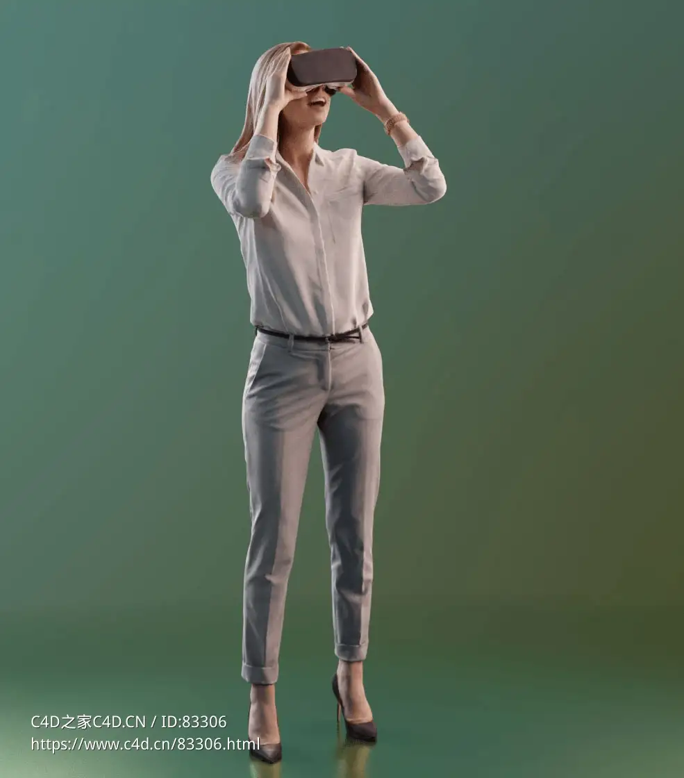 三维扫描写实人物国外女人戴vr眼镜站立观看 - C4D之家 - 016.jpg