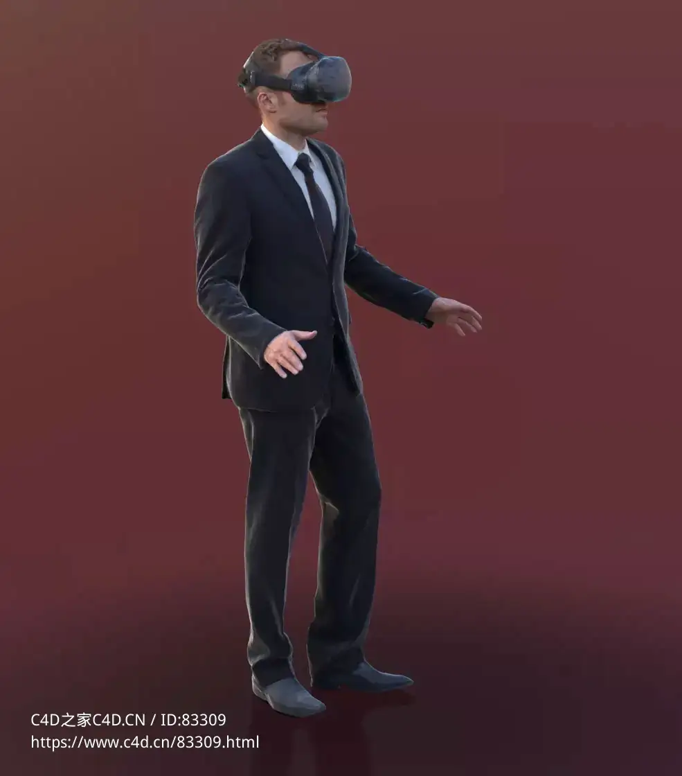三维扫描写实人物身着黑色西装的国外男人头戴vr头显 - C4D之家 - 019.jpg
