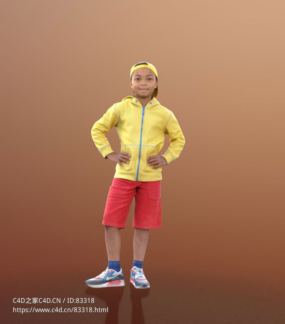 三维扫描写实人物双手叉腰自信的非洲孩子 - C4D之家 - 028.jpg