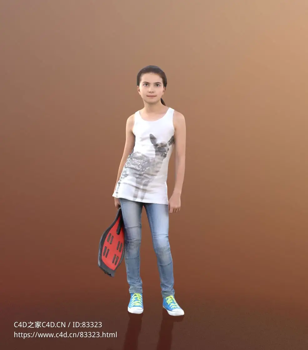 三维扫描写实人物手拿滑板的外国小女孩 - C4D之家 - 033.jpg