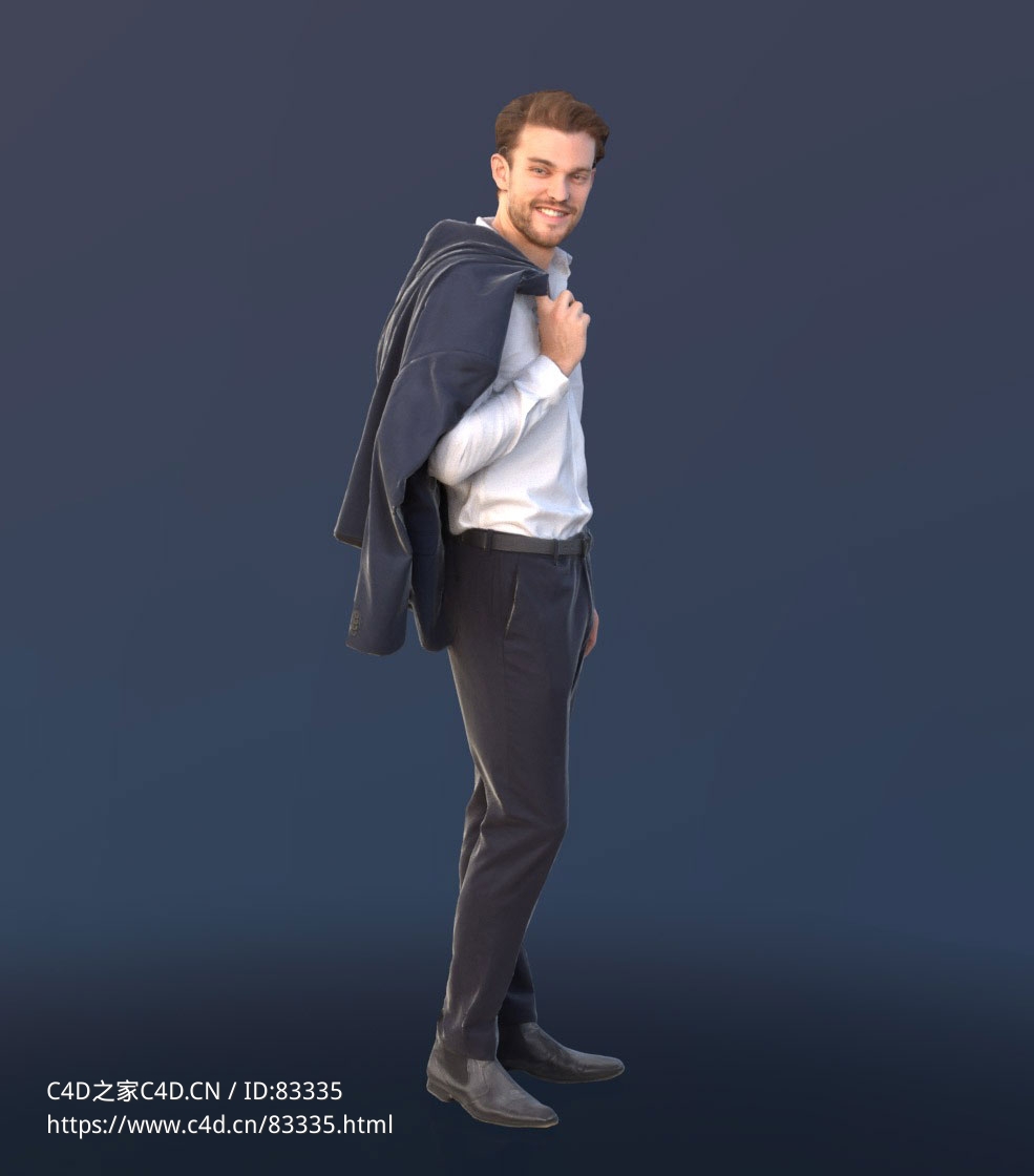 三维扫描写实人物肩上搭外套扭头看的国外男人 - C4D之家 - 045.jpg