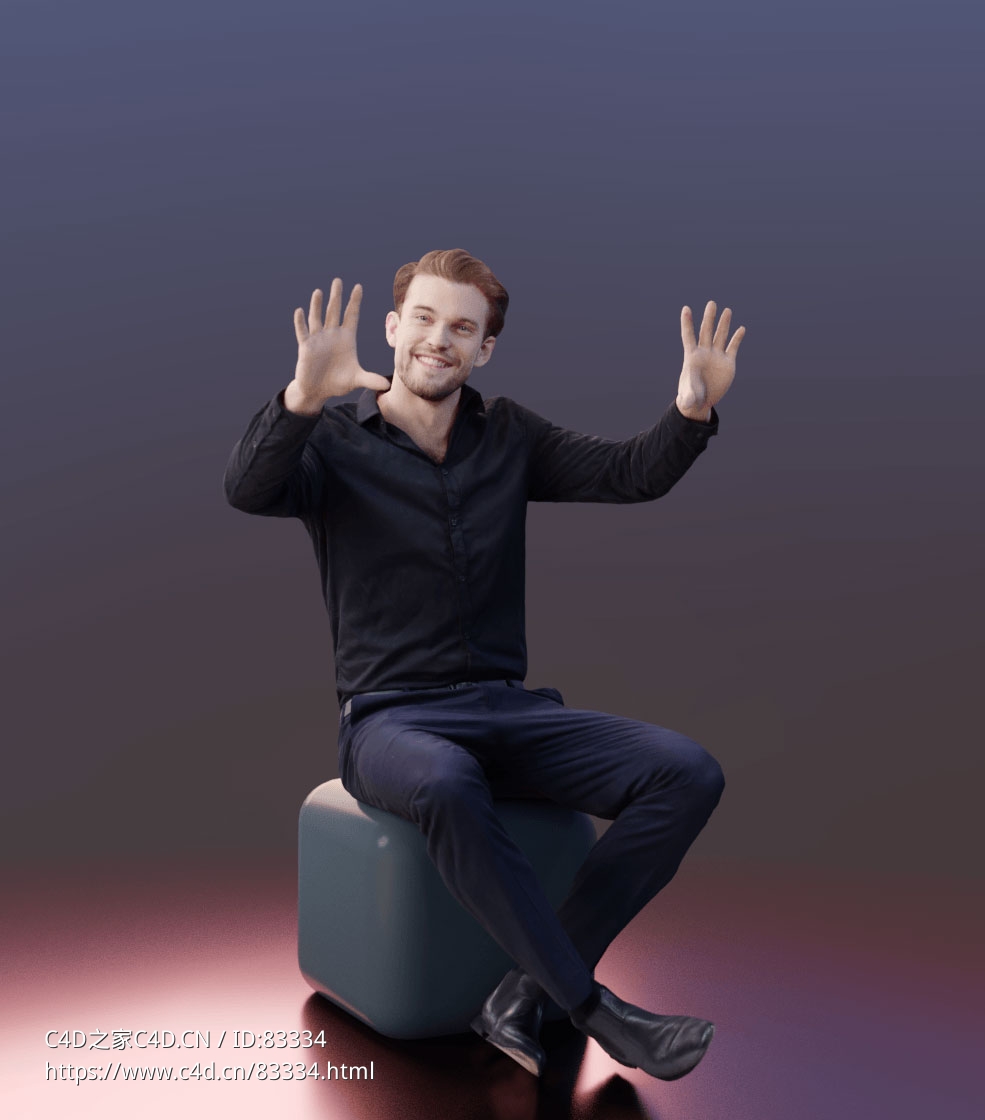 三维扫描写实人物坐着伸双手的国外男人 - C4D之家 - 044.jpg