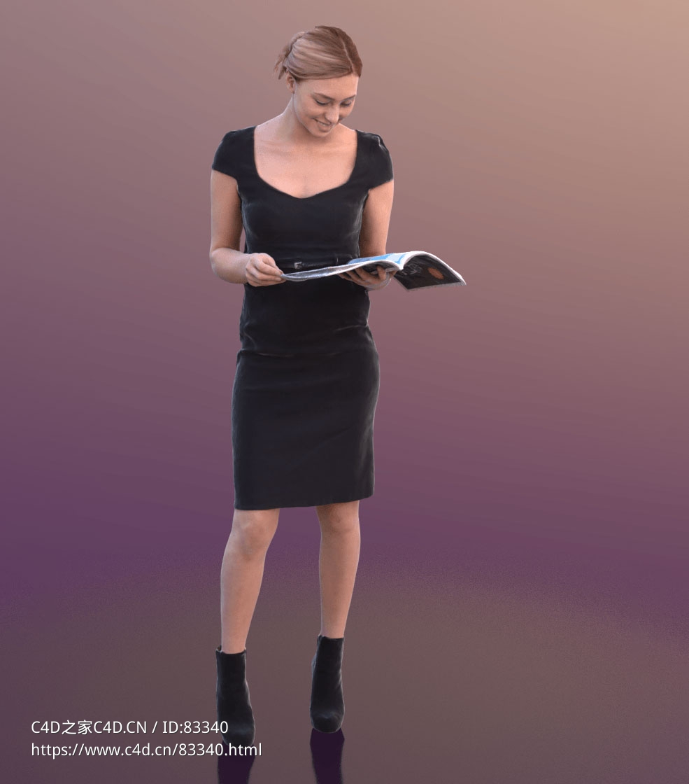 三维扫描写实人物站着低头看杂志的女人 - C4D之家 - 050.jpg
