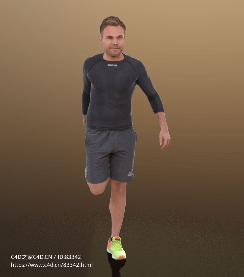 三维扫描写实人物单腿站立锻炼的国外中年男子 - C4D之家 - 052.jpg