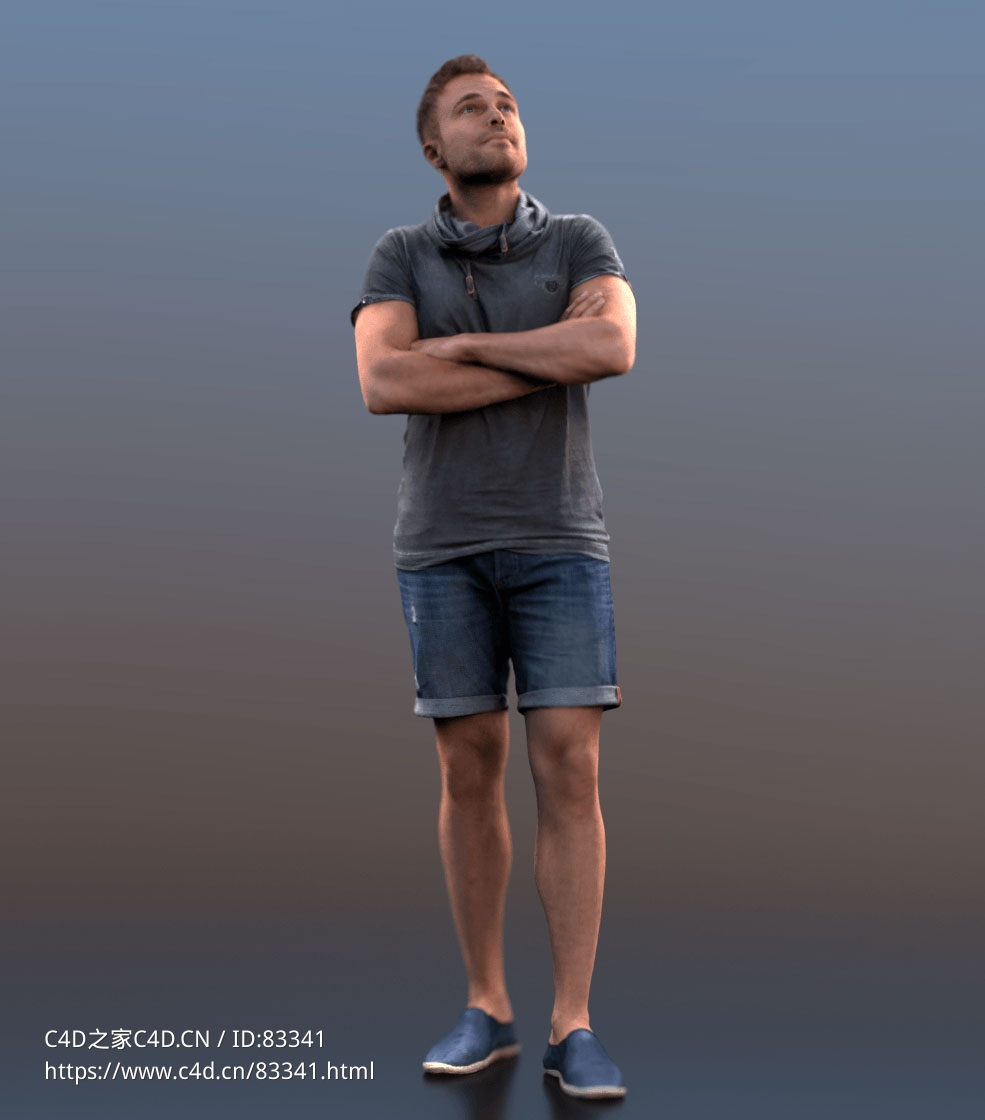 三维扫描写实人物双手抱胸仰头看的外国男人 - C4D之家 - 051.jpg