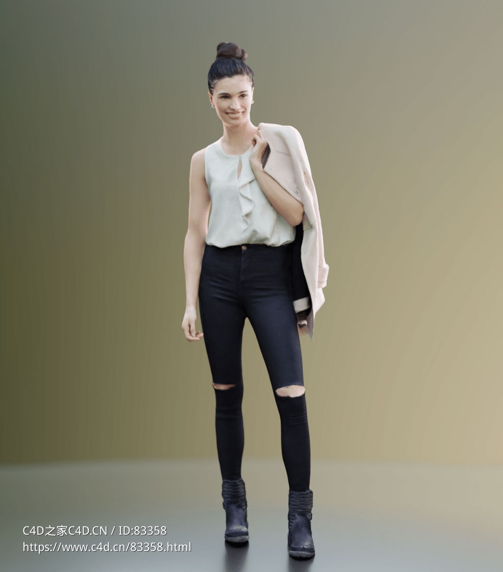 三维扫描写实人物披衣服站着微笑的国外女人 - C4D之家 - 068.jpg