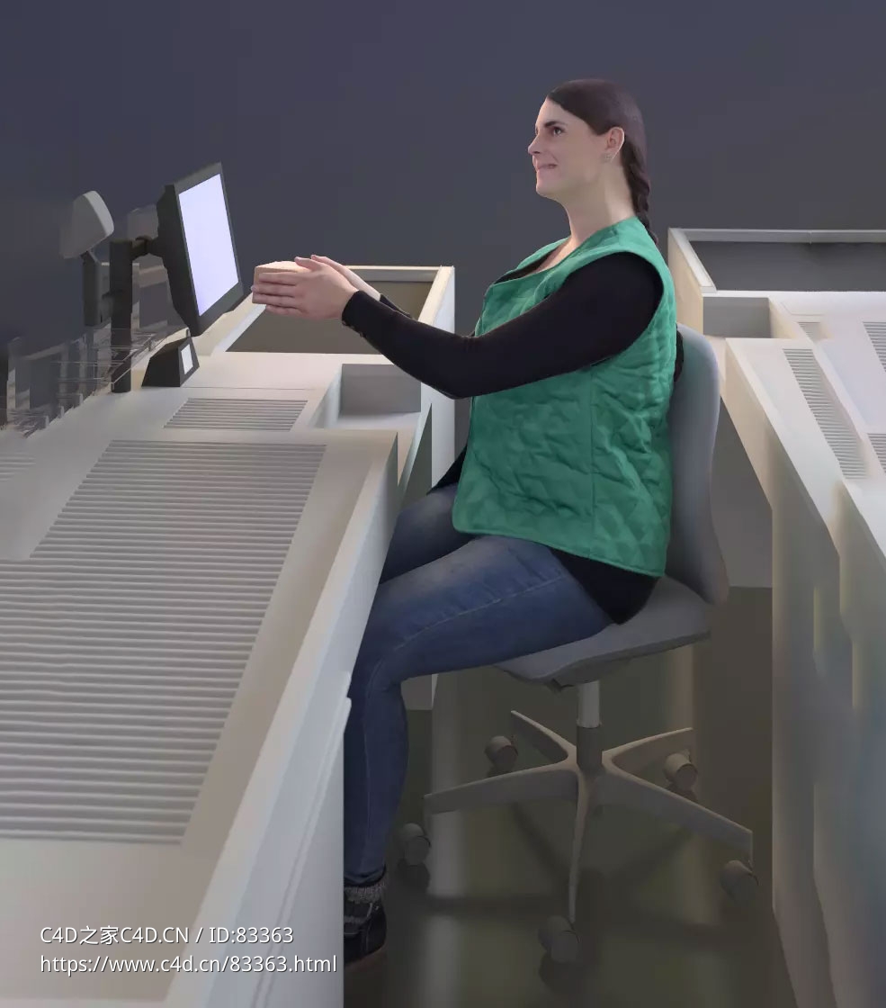 三维扫描写实人物国外女安检员检测纸盒 - C4D之家 - 073.jpg
