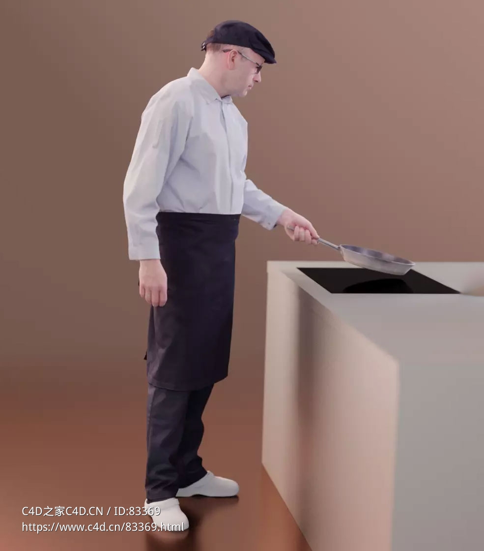 三维扫描写实人物手端炒锅的国外男厨师 - C4D之家 - 079.jpg