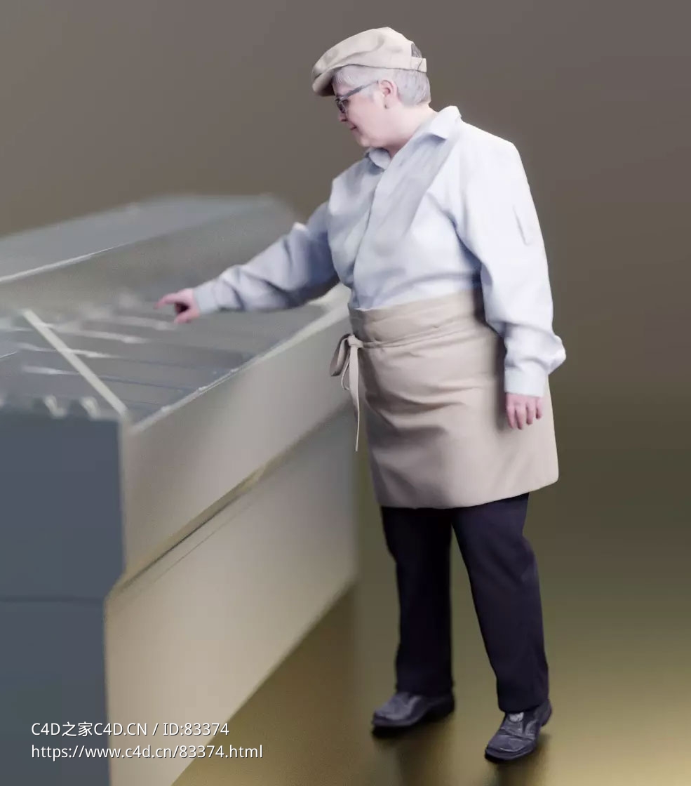 三维扫描写实人物用手指点的国外大妈服务员 - C4D之家 - 084.jpg