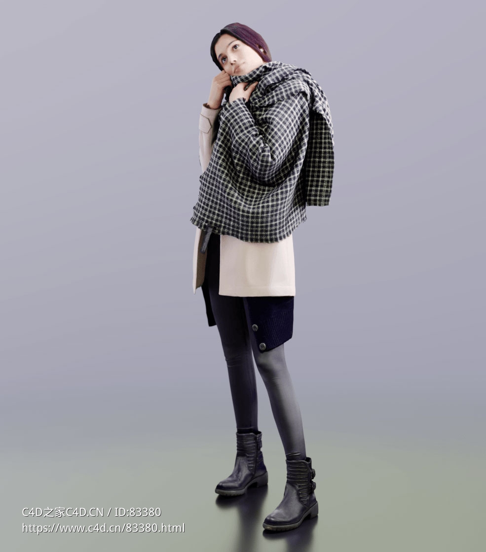 三维扫描写实人物裹披肩的年轻国外女人 - C4D之家 - 090.jpg