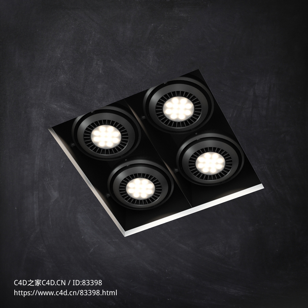 室内灯具模型：隐藏式四筒组合射灯 - C4D之家 - 49.jpg