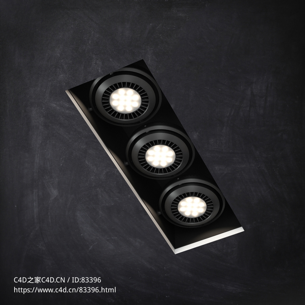 室内灯具模型：隐藏式三筒射灯 - C4D之家 - 47.jpg