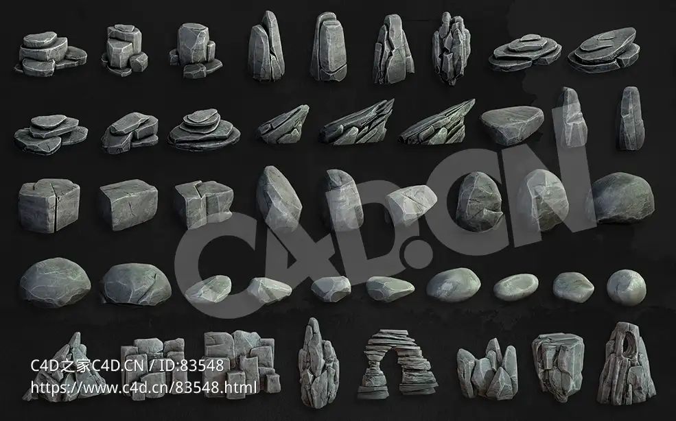 45个风格化景观石头假山模型Stylized Rock Asset Pack - C4D之家 - jonas-roscinas-01b.jpg